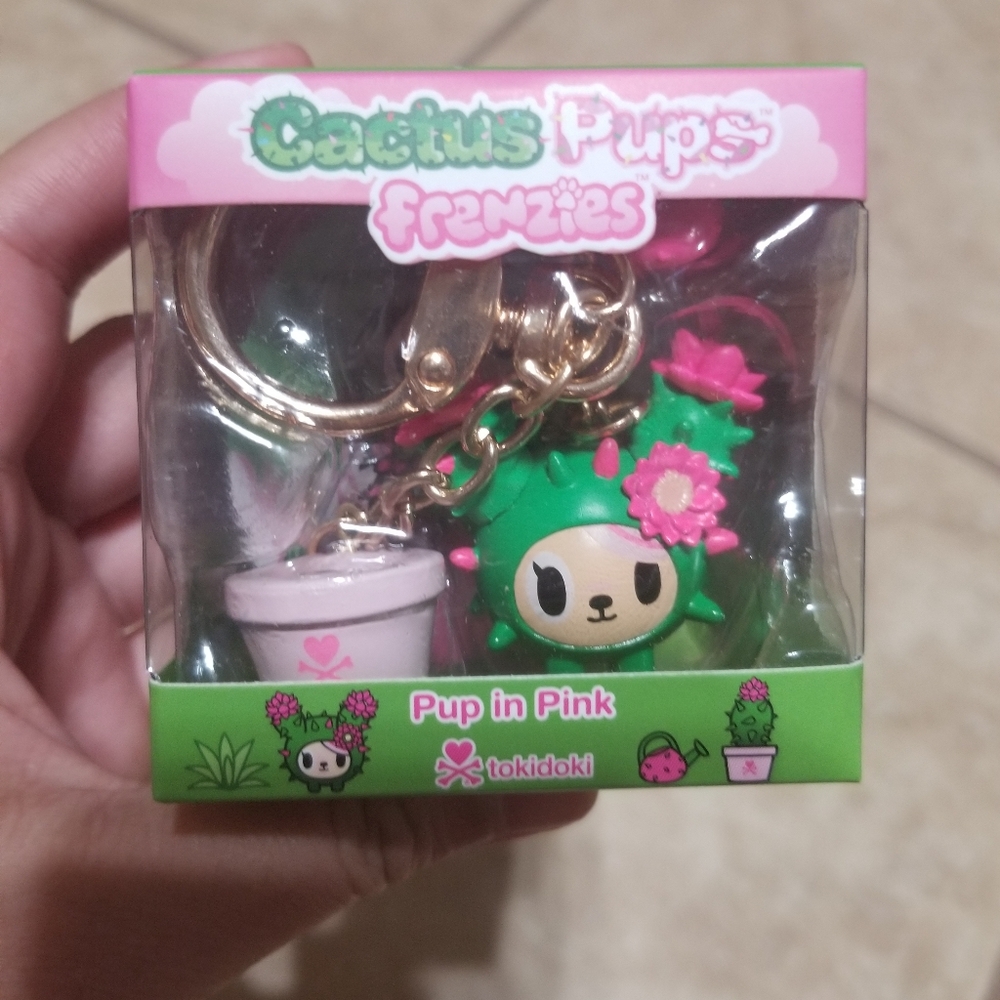 Tokidoki Cactus Pups Frenzies: Pup In Pink Keychain Bag Charm